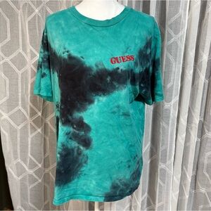 Y2K Vintage Guess Originals Teal Tie-Dye T-Shirt Size S